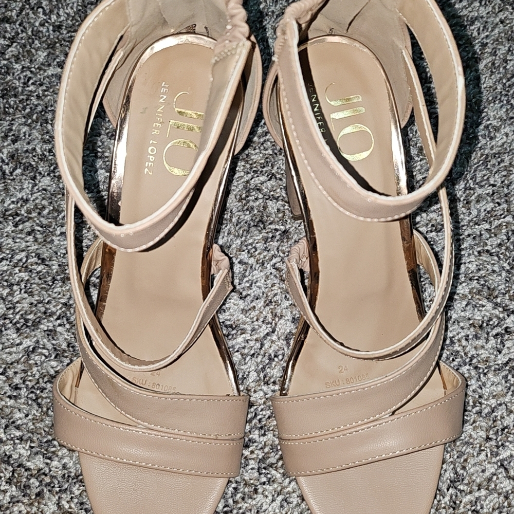 Jennifer Lopez Beige Strappy Heels
